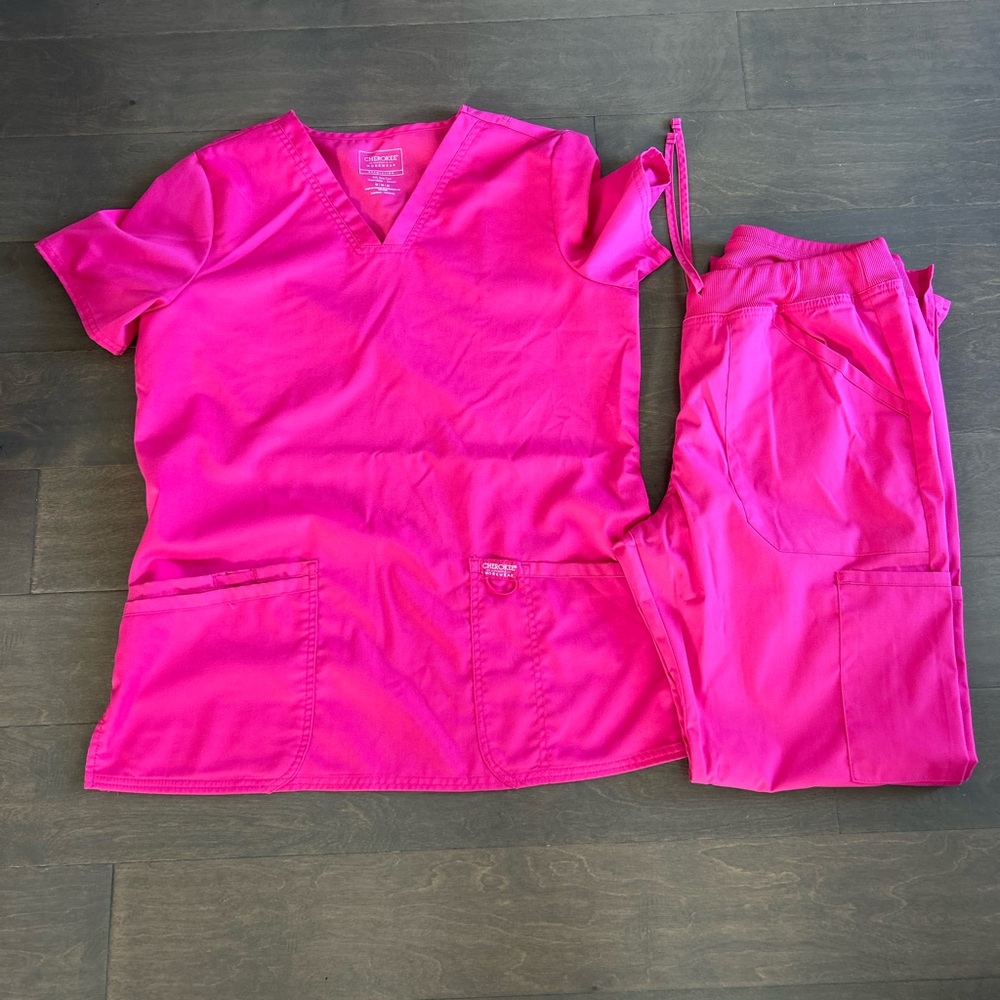Bright Pink Scrub Set by Cherokee